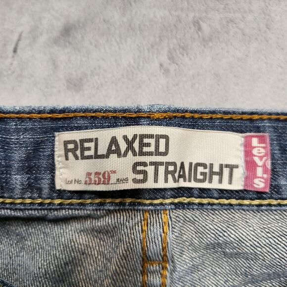 Levis 559 Jeans Mens 38x32 Blue Relaxed Straight Leg Distressed Denim Pants - Picture 3 of 10
